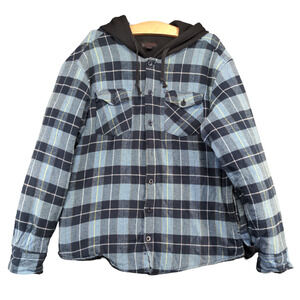 Subculture Men's Button Front Hoodie Multi XL Long Sleeve Check Fleece Lined